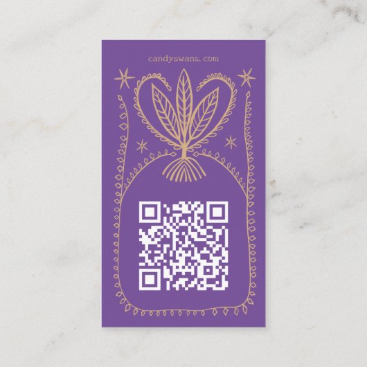 Botanischer Rahmen, einzigartig Boho Custom QR Visitenkarte (Rückseite)