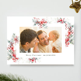 Botanischer Rahmen für klassische Wasserfarben Feiertagskarte