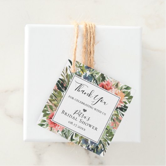 Botanischer Rahmen für Navy Korallen Geschenkanhänger (Beispiel)