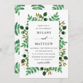 Botanischer Rahmen Hochzeit Einladung_Schnee Einladung (Vorne/Hinten)