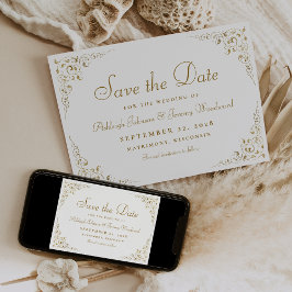 Botanischer Rahmen-Hochzeit mit Gold Script Save The Date