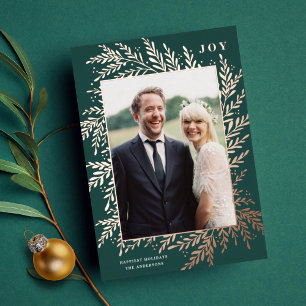 Botanischer Rahmen JOY Urlaubsfoto Goldfolie Karte