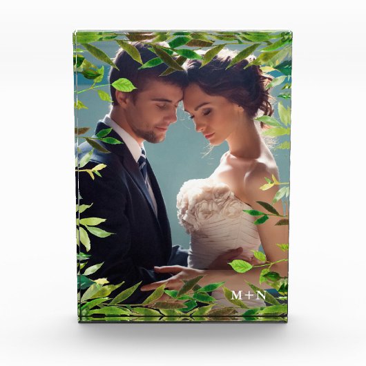 Botanischer Rahmen mit Foto und Monogramm (Vorderseite)