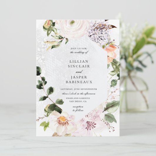 Botanischer Rahmen mit geometrischer Oberfläche Einladung (Stehend Vorderseite)