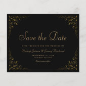 Botanischer Rahmen-Schwarz-Gold Save the Date (Vorderseite)