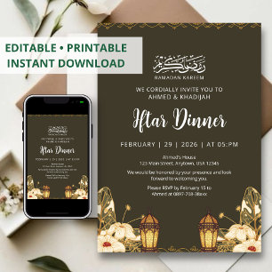 Botanischer Ramadan-Iftar-Blumenlaternen-Einladung Einladung