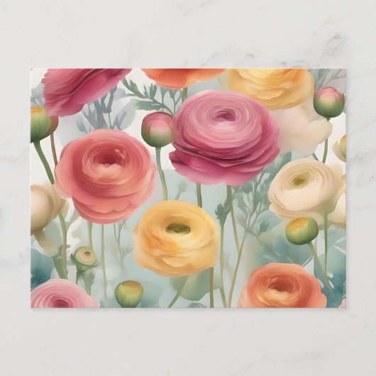 Botanischer Ranunculus florales Muster Postkarte (Vorderseite)
