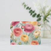 Botanischer Ranunculus florales Muster Postkarte (Stehend Vorderseite)