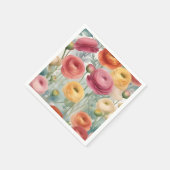 Botanischer Ranunculus florales Muster Serviette (Ecke)