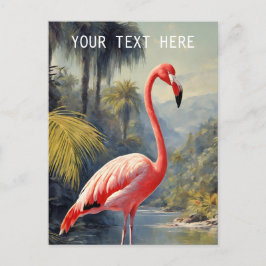 Botanischer Regenwald Pink Flamingo Vintag Postkarte