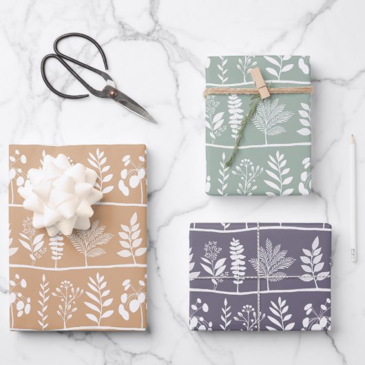 Botanischer Rhythmus Botanische Silhouetten Set Geschenkpapier Set (Vorderseite)