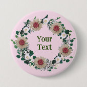 "Botanischer rosa Blumenreath Lapel Akzent Button (Vorderseite)