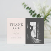 Botanischer Rosa Fleck Danke Karte (Stehend Vorderseite)