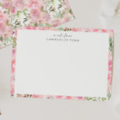 Botanischer Rosa Pink Peony Rose Girl Floral Frame Mitteilungskarte