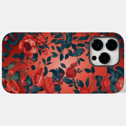 Botanischer Roter Hintergrund Case-Mate iPhone Hülle (Rückseite (Horizontal))