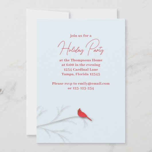 Botanischer Roter Kardinal Einfaches Wintermärchen Einladung (Vorderseite)