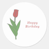 Botanischer Roter Tulip Blume Runder Aufkleber (Vorderseite)