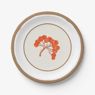 Botanischer Rowan Berry Gold Streifen Pappteller