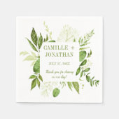 Botanischer Rustikaler Grünrahmen Empfang Serviette (Vorderseite)