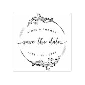 Botanischer Rustikaler Kranz Save the Date Hochzei Gummistempel (Prägung)