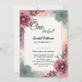 Botanischer Rustikaler Wasserfarbenflor 1. Geburts Einladung (Vorderseite)