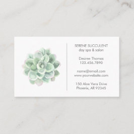 Botanischer Sage Green Watercolor Sukkulärer Day W Visitenkarte