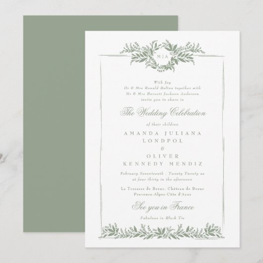 Botanischer Salbei Einladung (Vorne/Hinten)