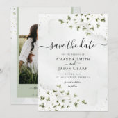 Botanischer Salbei Grünzeug Blätterwerk Rustikal M Save The Date (Vorne/Hinten)