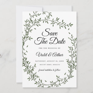 Botanischer Salbei-Kranz Hochzeit Terminankündigun Einladung