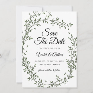 Botanischer Salbei-Kranz Hochzeit Terminankündigun Einladung