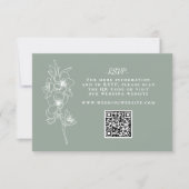 Botanischer Salbeigrüner Hochzeits-QR-Code RSVP Karte (Vorderseite)