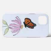 Botanischer Schmetterling und Lila Blütennatur Case-Mate iPhone Hülle (Rückseite (Horizontal))