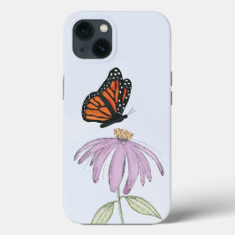 Botanischer Schmetterling und Lila Blütennatur Case-Mate iPhone Hülle