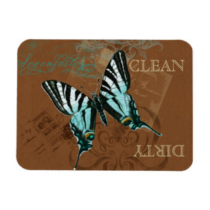 Botanischer Schmetterling Vintage Sauber Schmutzig Magnet
