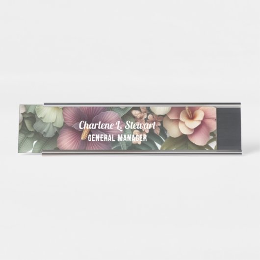 Botanischer Schreibtisch Name Plakat für tropische Schreibtischnamensplakette (Vorderseite )