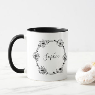 Botanischer schwarz-weißer Name Tasse