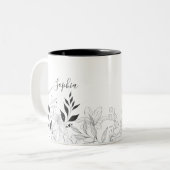 Botanischer schwarz-weißer Name Zweifarbige Tasse (Vorderseite Links)