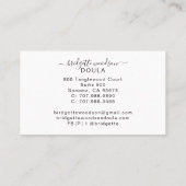 Botanischer Schwarz-weißer Skriptname Innendesign Visitenkarte (Rückseite)