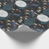 Botanischer Schwarzer Hochzeitspferd & Blume Geschenkpapier (Ecke)