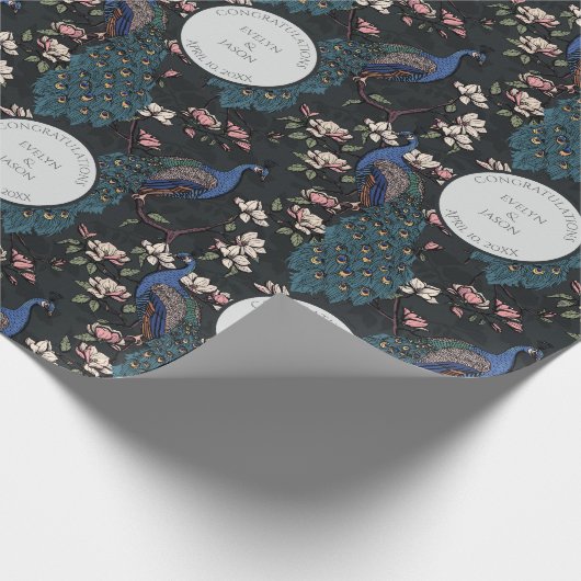 Botanischer Schwarzer Hochzeitspferd & Blume Geschenkpapier (Ecke)