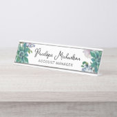 Botanischer Sekkulent Typ und Titel Schreibtischnamensplakette (Vorderseite )