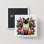 botanischer siamesischer Katzenknopf Button (Vorne & Hinten)