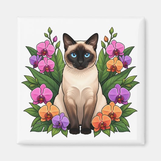 botanischer Siamkatze-Magnet Magnet (Vorne)