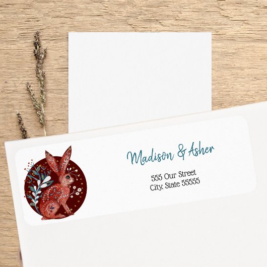 Botanischer Skandinavier Whimsical Folk Art Hare