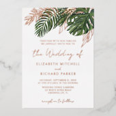 Botanischer Sommer-Boho-Hochzeit im tropischen Grü Folieneinladung (Vorderseite)