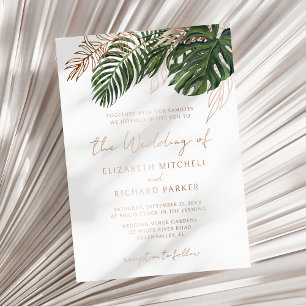 Botanischer Sommer-Boho-Hochzeit im tropischen Grü Folieneinladung