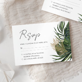 Botanischer Sommer-Boho-Hochzeit im tropischen Grü RSVP Karte