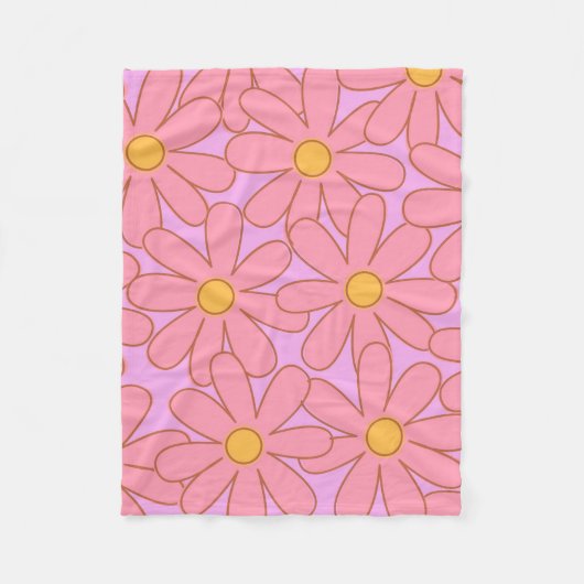 Botanischer Sommer in Rosa Gelb Fleecedecke (Vorderseite)