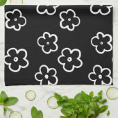 Botanischer Sommer in Schwarz und Weiß Geschirrtuch (Gefaltet)