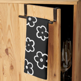 Botanischer Sommer in Schwarz und Weiß Geschirrtuch